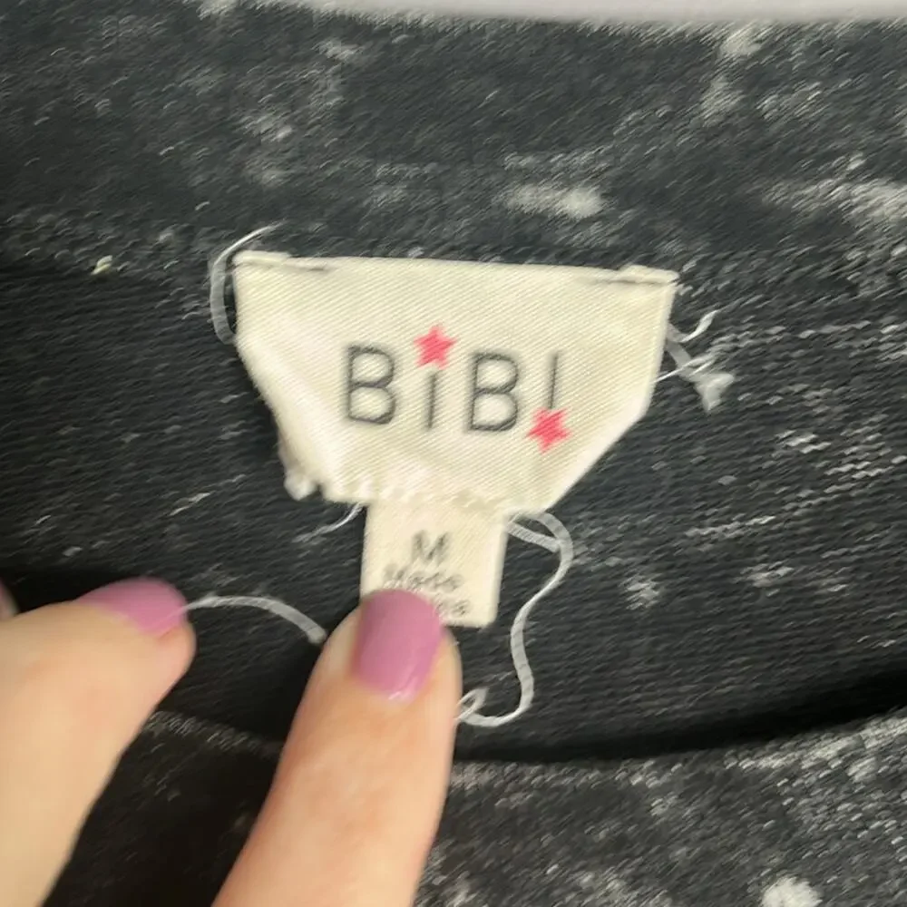 Bibi Black Crewneck Sweatshirt Ruffle Detail Medium